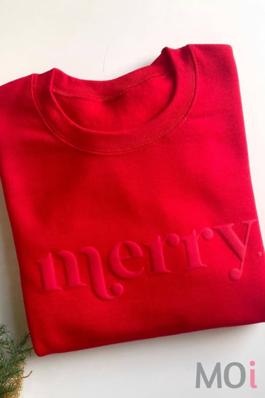 Retro Embossed Merry Sweatshirt