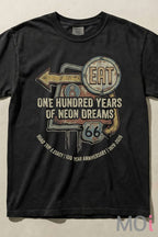 Route 66 Neon Dreams Graphic Tee Vintage Diner Shirt
