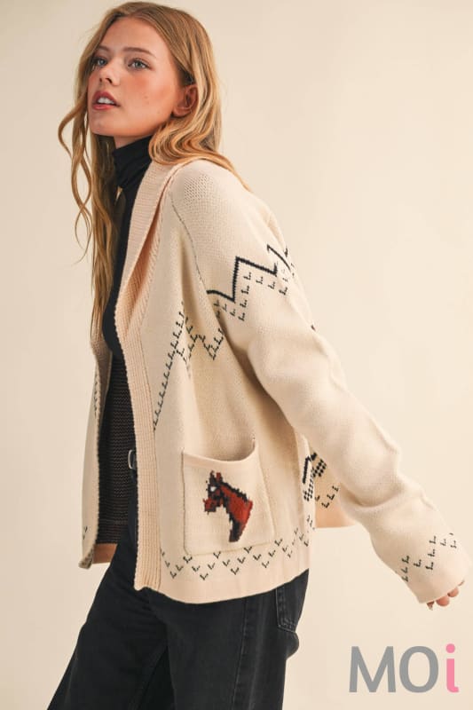 Horse Knit Sweater Cardigan