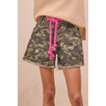 Braided Belt Camo Shorts