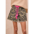 Braided Belt Camo Shorts