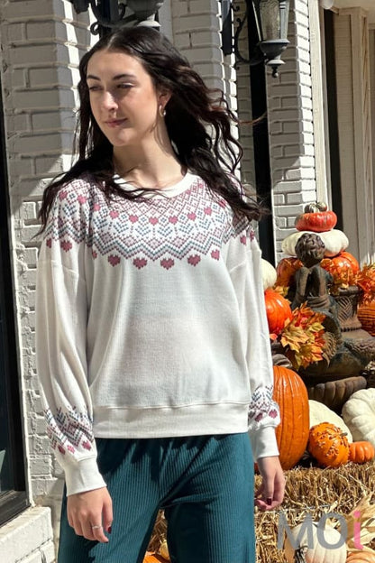 Z Supply Getaway Fair Isle Long Sleeve Top