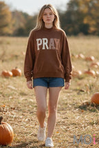 PRAY Patchwork Oversized Pullover Sweatshirt