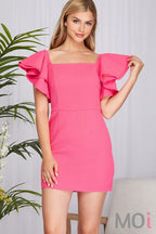 Double Ruffle Sleeve Woven Dress