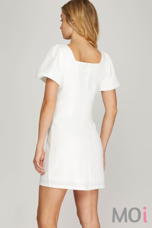 Puff Sleeve Square Neck Mini Dress