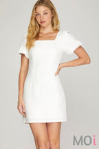 Puff Sleeve Square Neck Mini Dress