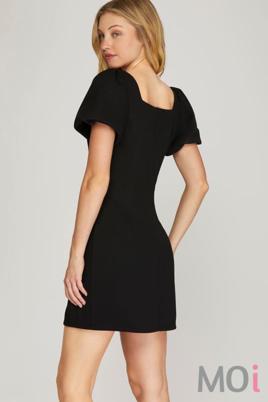 Puff Sleeve Square Neck Mini Dress