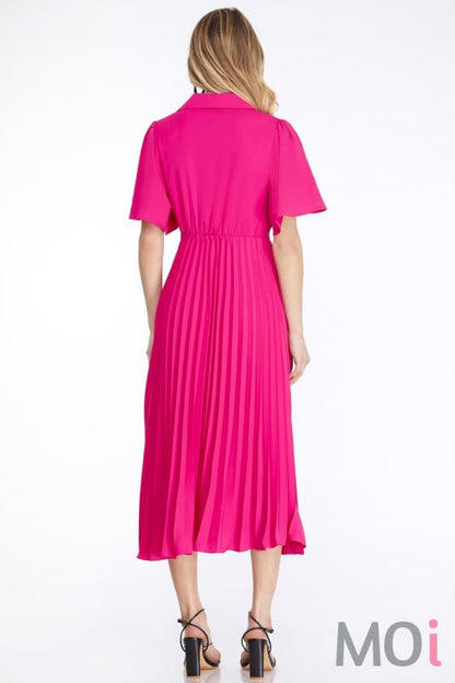 Bell Sleeve Collared Midi Dress