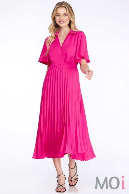 Bell Sleeve Collared Midi Dress