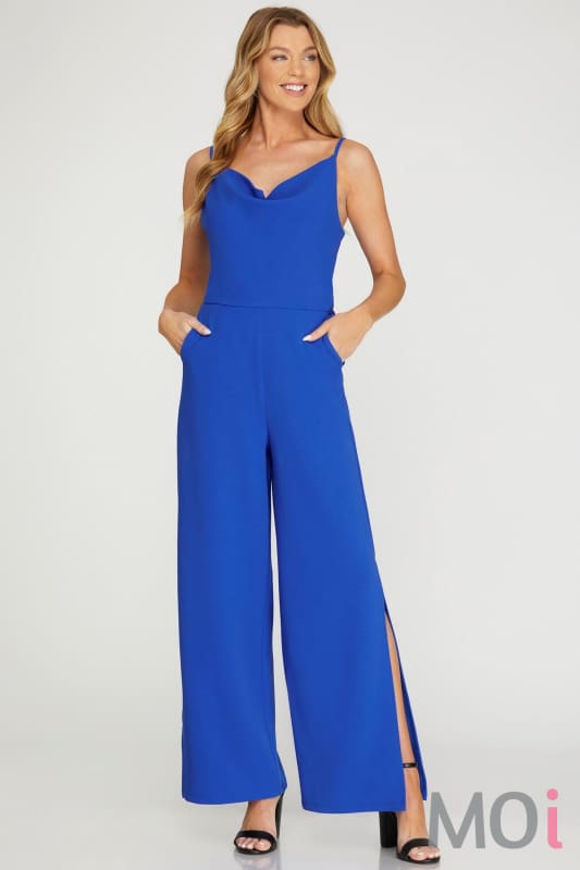 Cowl Neck Wide Leg Jumpsuit