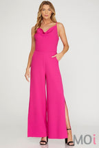 Cowl Neck Wide Leg Jumpsuit