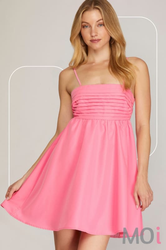 Pleated Cut Out Back Dress