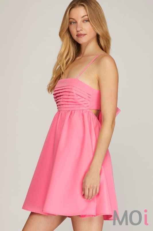 Pleated Cut Out Back Dress