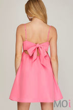 Pleated Cut Out Back Dress