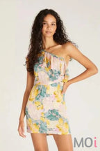 Z Supply Palma Palm Mini Dress Lemon Zest