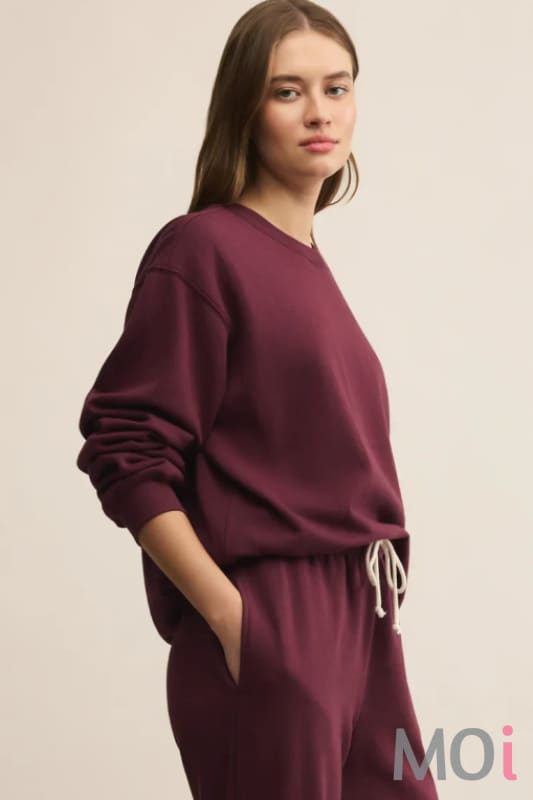 Z Supply Boyfriend Sweatshirt Merlot