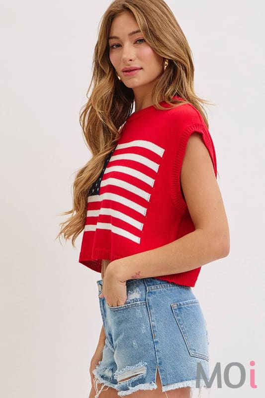 Stars and Stripe Knit Sweater Top