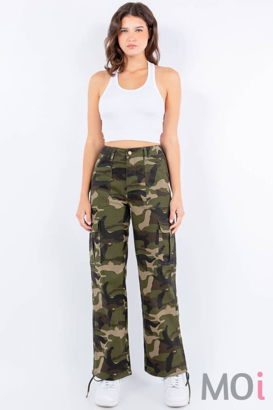 HIGH WAIST SLIM CARGO PANTS