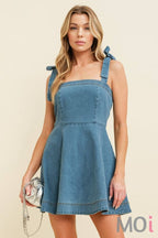 Denim Strap Tie Mini Dress