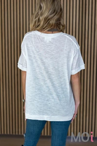 Raw Edge Detail Top Apparel & Accessories