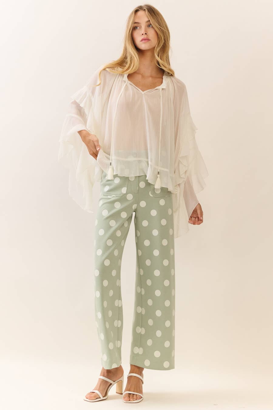 Polka Dot high-rise wide leg pants