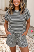Stripe Breathable Textured Knit Top