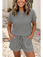 Stripe Breathable Textured Knit Shorts