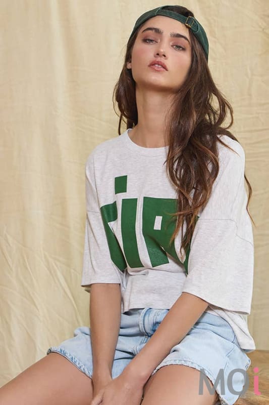 'CIAO' Graphic Jersey Boxy Crop Top