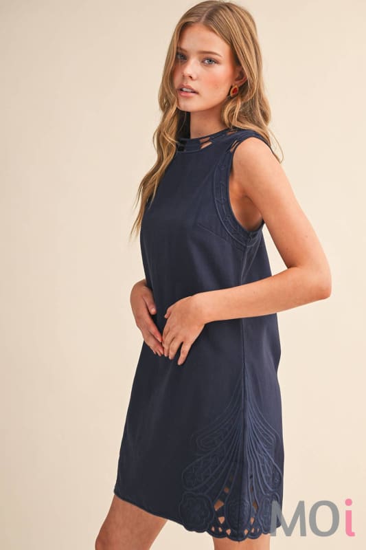 Embroidered Shift Dress