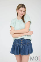 Crew Neck Cuff Sleeve Knit Top