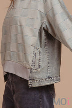 Mineral Washed Gingham Denim Top