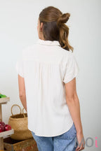 Collared Ruched Shoulder Top