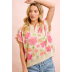 Flower Detail Top With Collar