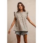 Dot Printed Smocked Yoke Top