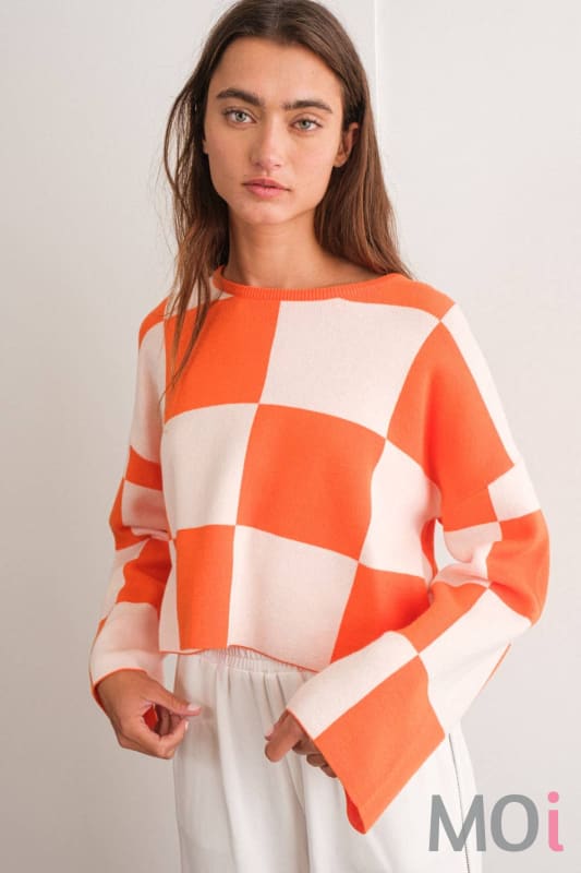 Checkered Long Sleeve Top