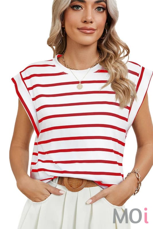 Round Neck Striped Raglan
