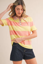 Striped Short Sleeve Sweater Knit