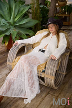 Tiered Floral Lace Maxi Skirt with Lining