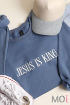 JESUS IS KING Embroidered Heavyweight Sweatshirt