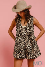 Leopard Pintuck Romper
