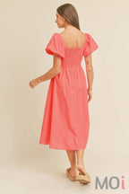 Puff Sleeve Midi Dress