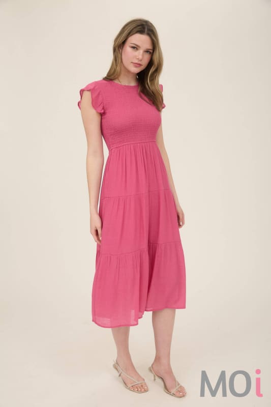 Smocked Tiered Midi Dress