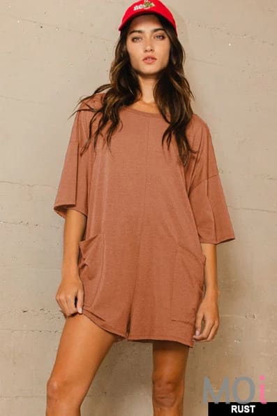 Crew Neck Oversized Solid Romper