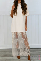 Floral Lace Patchwork T Shirt Maxi Dress