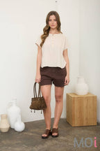 Ruched Shoulder Detail Henley