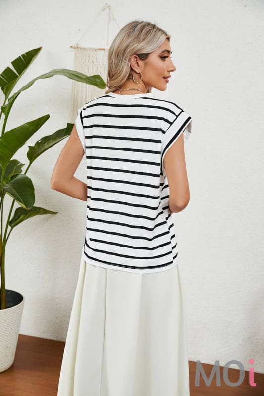 Round Neck Striped Raglan