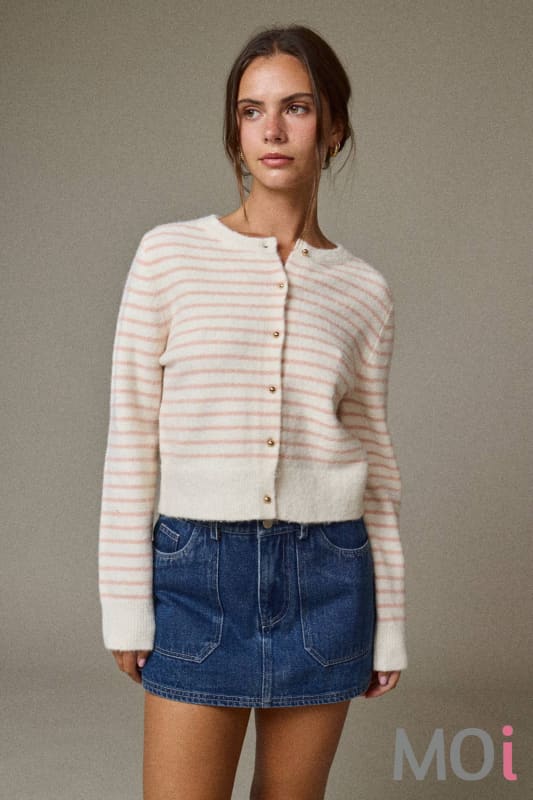 Striped Button Front Cardigan