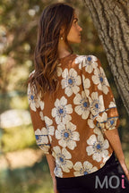 Floral Printed 3/4 Sleeve Blouse