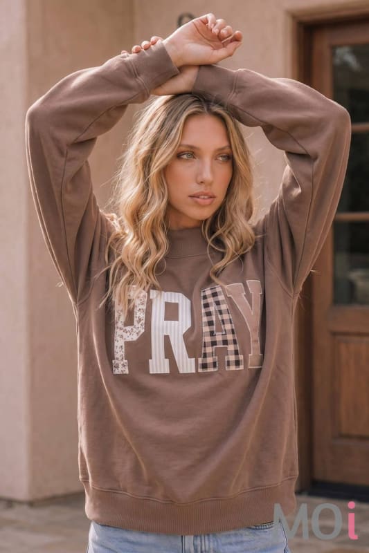 PRAY Patchwork Oversized Pullover Sweatshirt