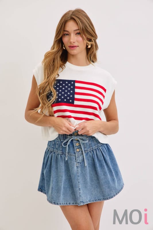 Stars and Stripe Knit Sweater Top